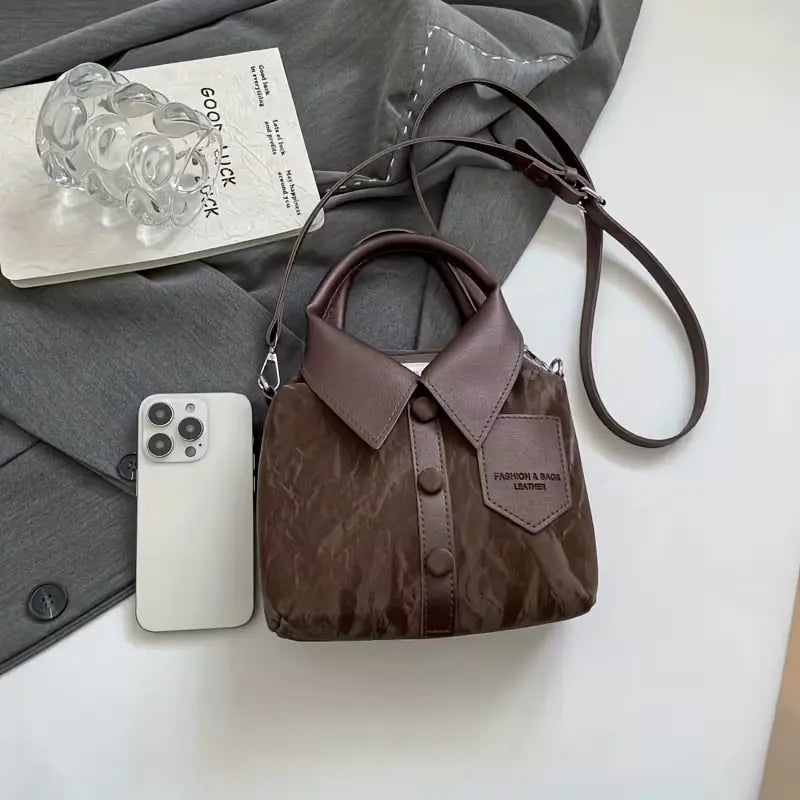 Women'S Retro Square Handbag with Detachable Adjustable Strap