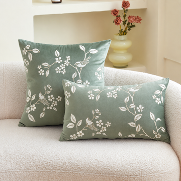 Embroidered Bed Pillow Covers & Cushion Covers with Floral – Set of 2