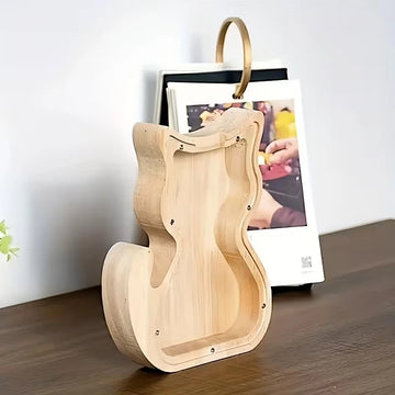 Charming Wooden Cat-Shaped Penny Bank