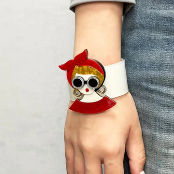 1pc Creative Fashion Luxury Modern Hat and Headscarf Pattern Open Bracelet