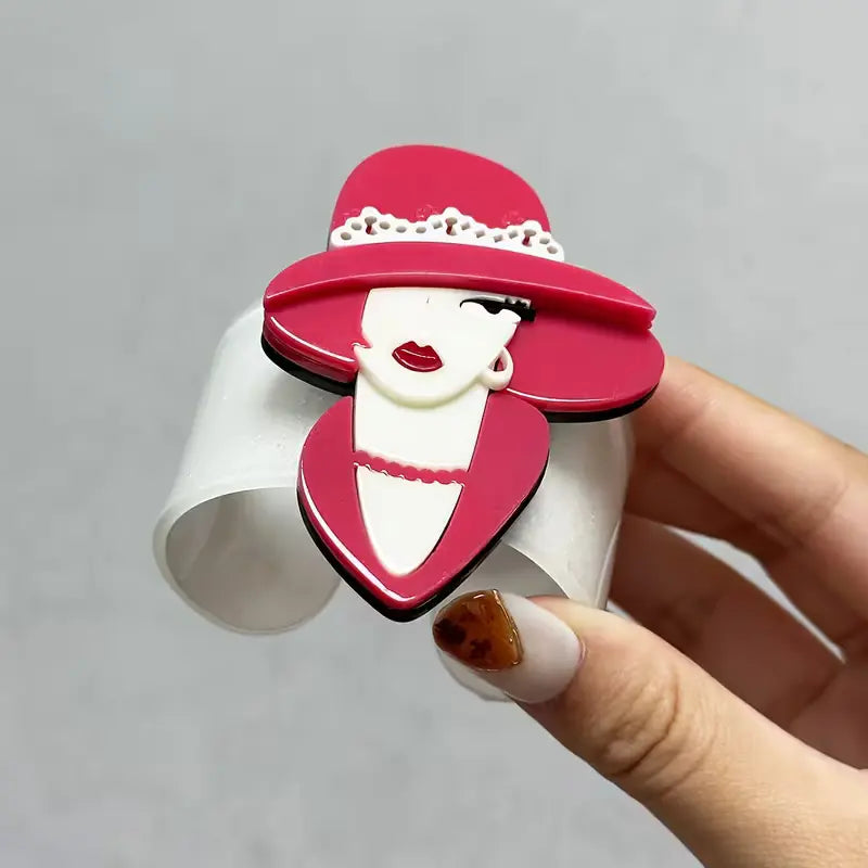 1pc Creative Fashion Luxury Modern Hat and Headscarf Pattern Open Bracelet