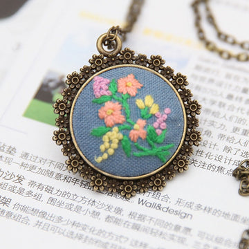 Hand-Embroidered Pendant Necklace