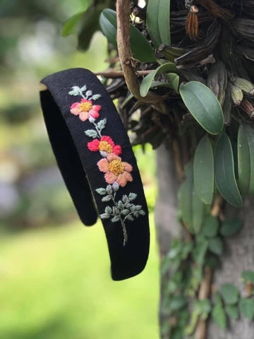 Floral Embroidered Headband Cute Embroidery Hairband